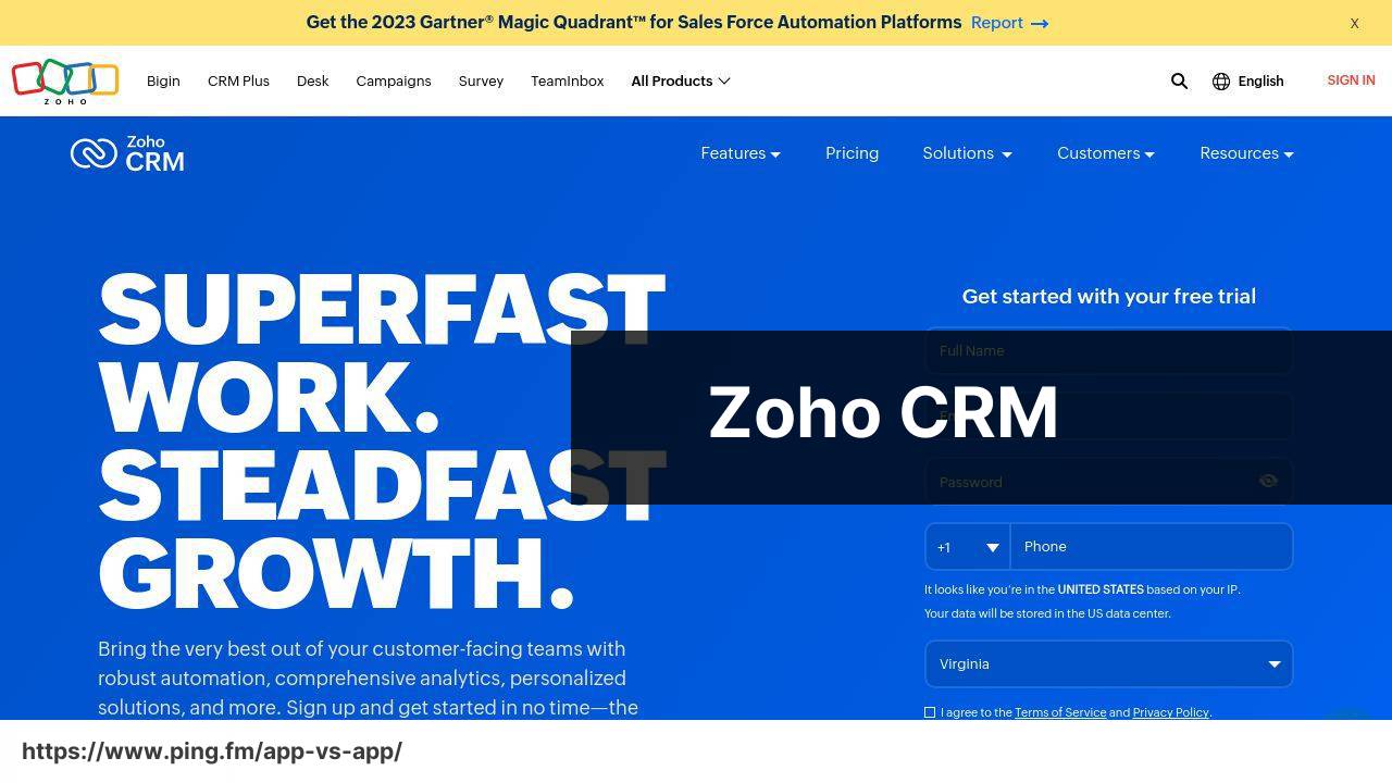 Zoho CRM screenshot
